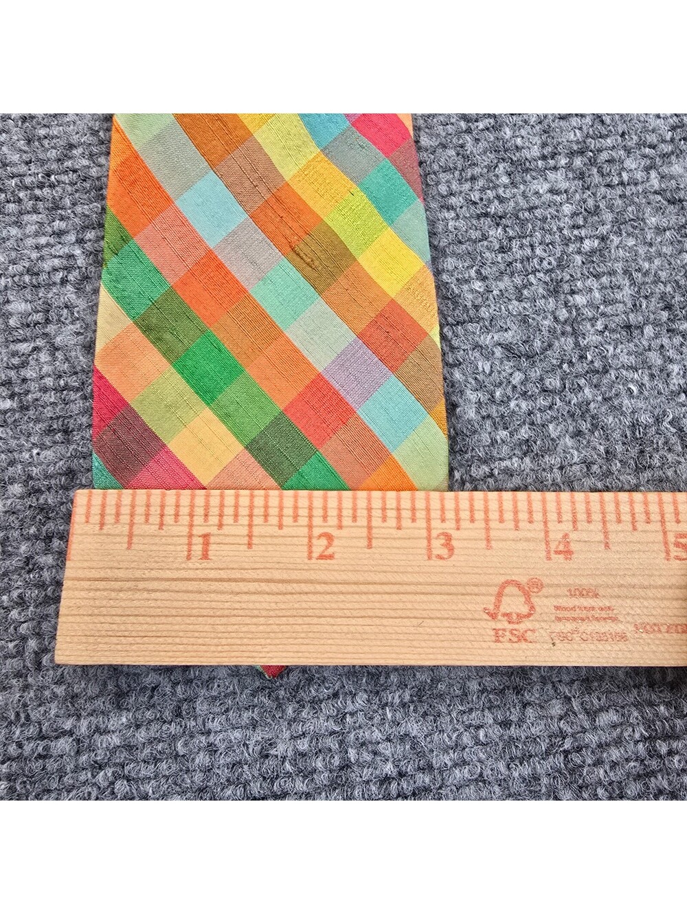 J. Press Madras Plaid Necktie Multicolor Preppy Ivy Style 3.25 in - Picture 4 of 4